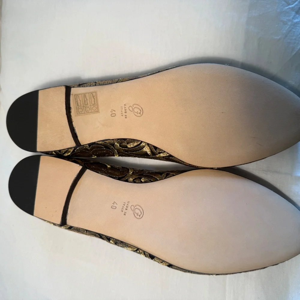 M.Gemi Patterned Embriodered Gold and Black Loafers - Picture 6 of 7